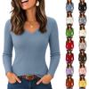 Women's V-Neck Knit Pullover Sweater for Casual Daily Wear
