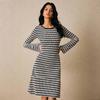 Round-neck Dress with Knitted Flared Sleeves and Fitted Design for Ladies