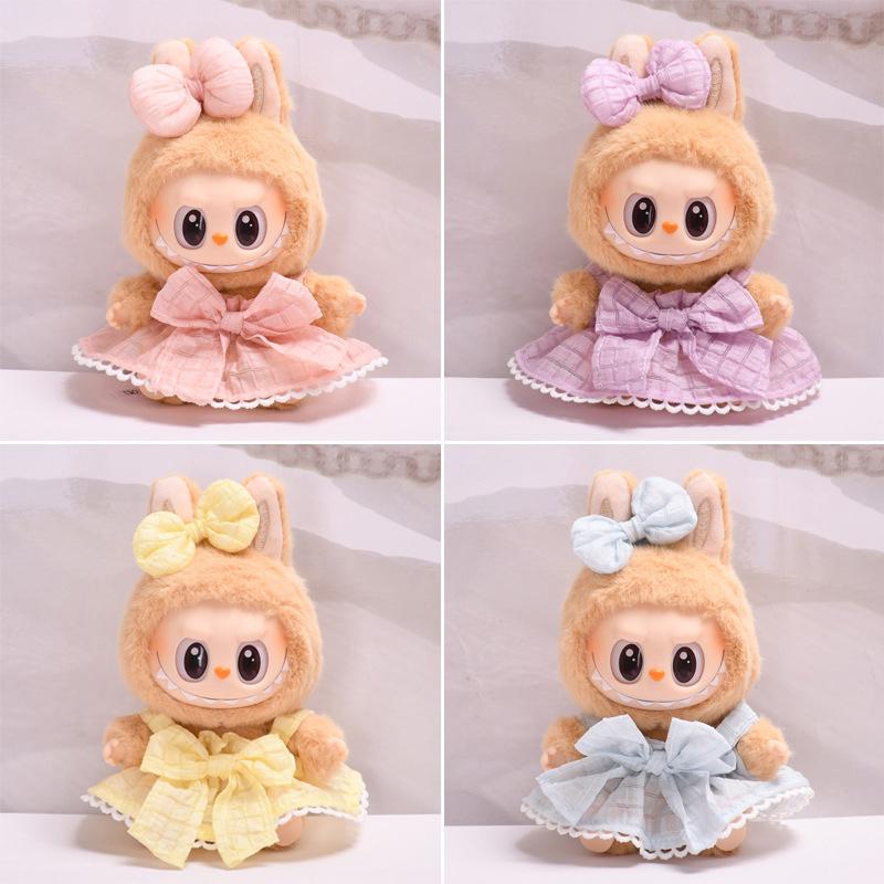 2dílná sada oblečení pro panenky Labubu, doplňky, stylová sada kawaii oblečení vhodná pro panenku Labubu o velikosti 15 cm a 17 cm