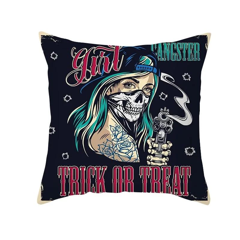 Halloween Horror Skull Pattern Living Room Office Sofa Car Decorative Pillowcase