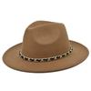 Chain woolen british retro jazz hat large brimmed hat woolen ancient large brimmed hat black hat
