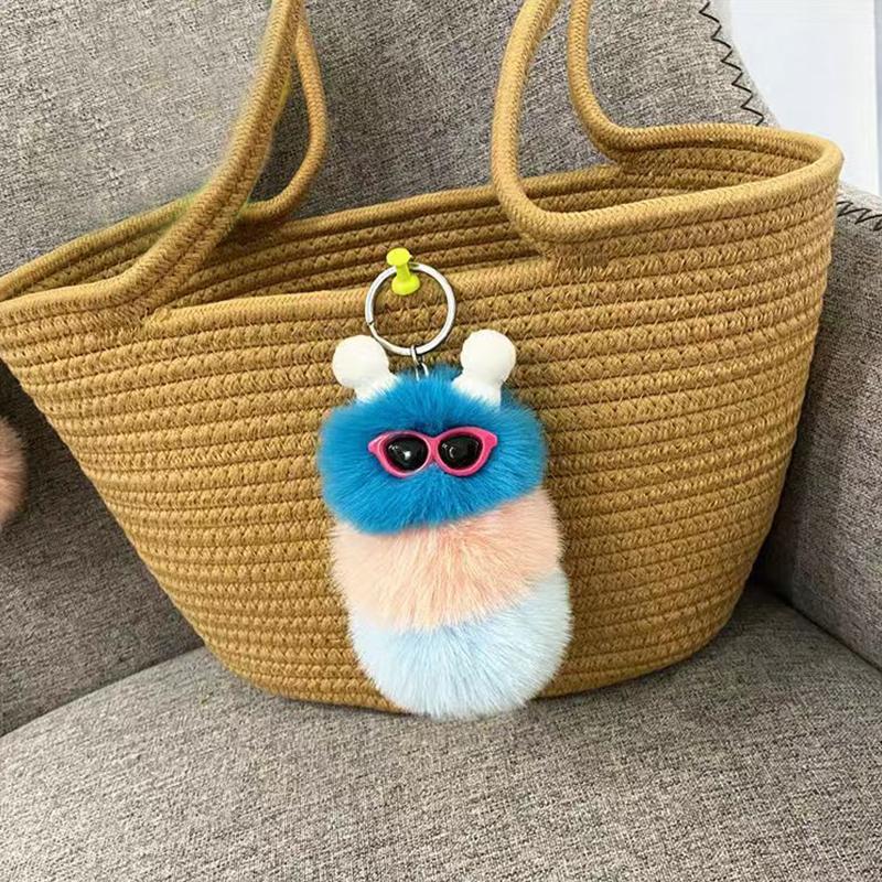 1PC Pendant Gift Car Keychain Personality Plush Doll Trendy Flu Plush Fun Cute Fashion Multicolored