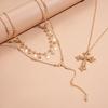 Rhinestone Cross Star Pendant Necklace Set for Women Crystal Y-shaped Necklace Y2K Party Jewelry Accessory