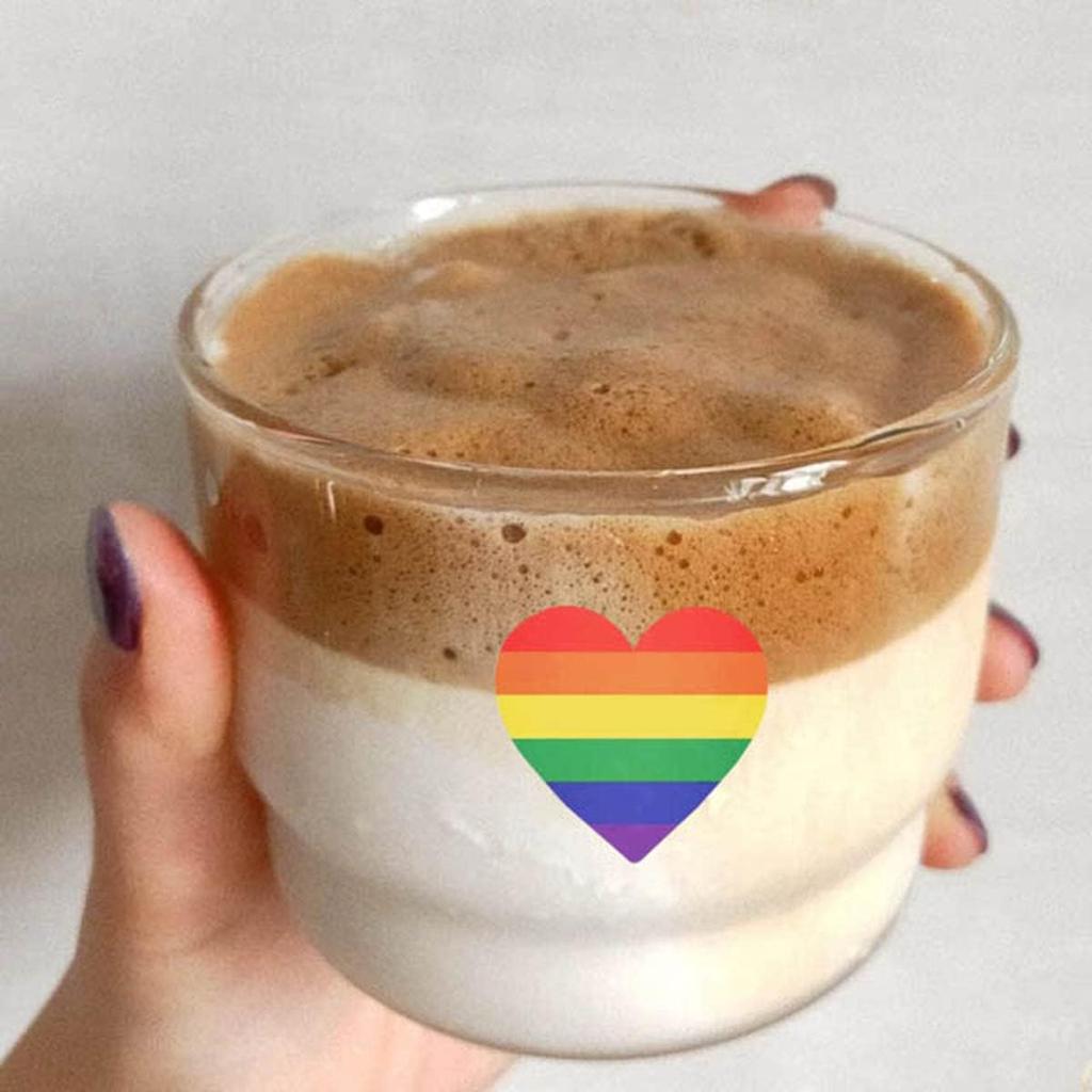 2 Roll Gay Pride Stickers Rainbow Heart Shaped Tape LGBT Sticker for Pride Parades Festival Party Decoration (1000 Pcs)