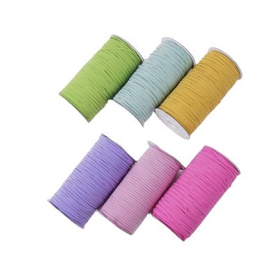 Maßgeschneidertes Hochwertiges 3mm Buntes Geflochtenes Polyester Hohe Reißfestigkeit Umweltfreundliches Flaches Bungee-Seil Elastische Schnur für Schuhe Taschen
