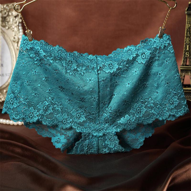 Women Sexy Lace Transparent Boxer Briefs Plus Size Panties Lingerie Underwear