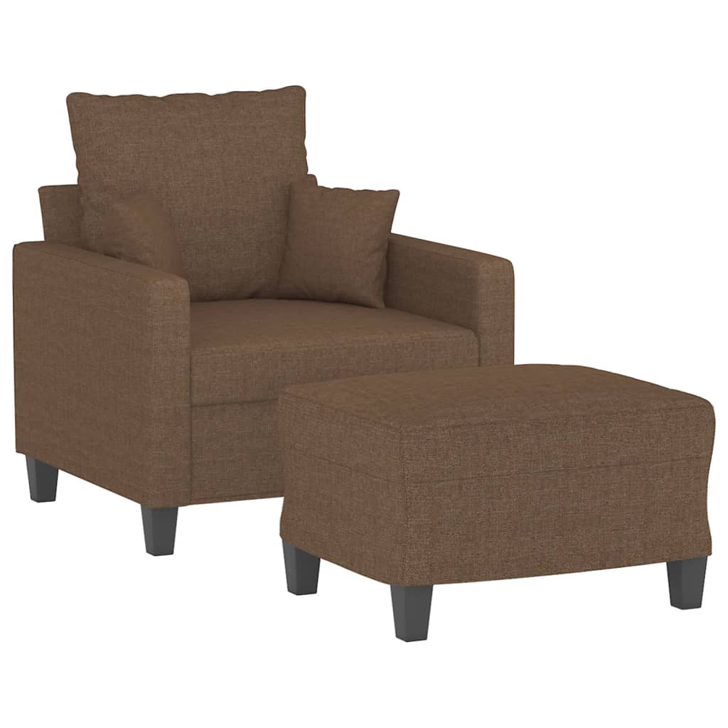 Vidaxl Fotel Z Podnóżkiem, Brązowy, 60 Cm, Obity Tkaniną