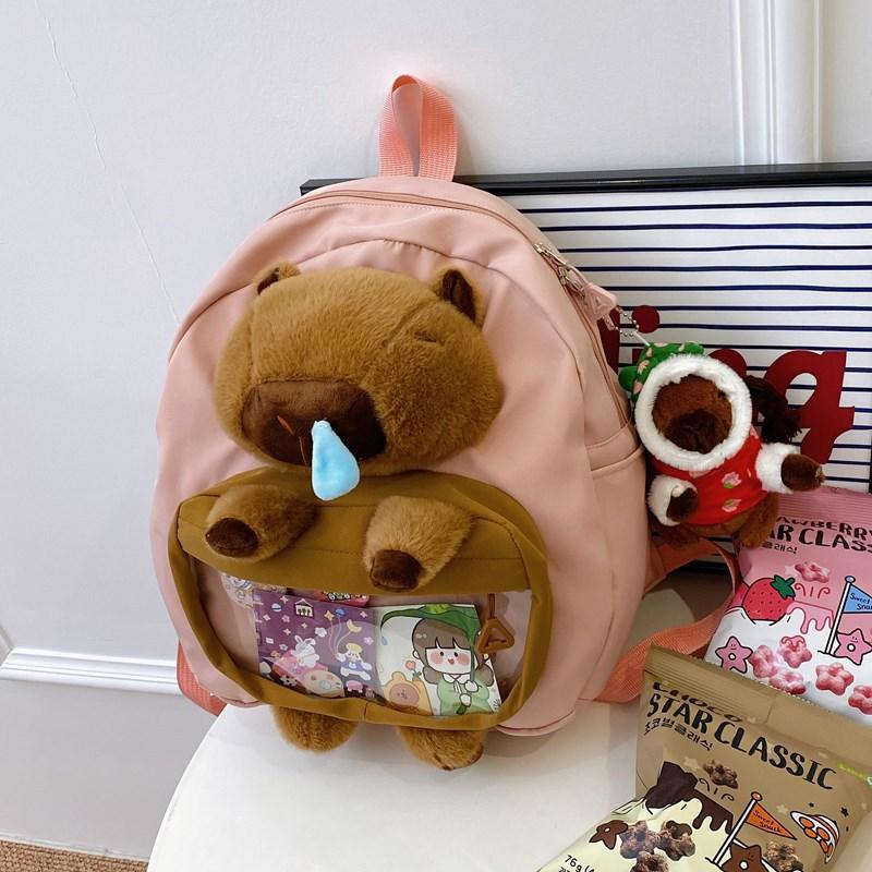 Ins Creative Cute Kapibara Doll Pain Bag Cartoon Capybara Backpack Bag Girl Student Bag