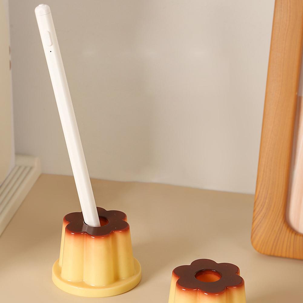 Creative Pudding Pen Holder Cute Desktop for Girls Caramel Pudding Jelly Small Ornament Gift for Student Kids