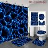 4-teiliges Modern Art Duschvorhang-Set mit rutschfester Badematte, Toilettendeckelbezug, Kontur-Teppich & 12 Haken, Badezimmerdekoration