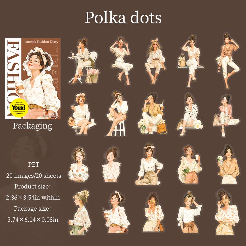 20sheets Fashion Girl Outfit Stickers For Journal DIY Scrapbook Phone Laptop Case Decoration Notebook Planner Craft Supplies