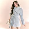 Winter Women's Sweet Thickened Blue Wool Coat