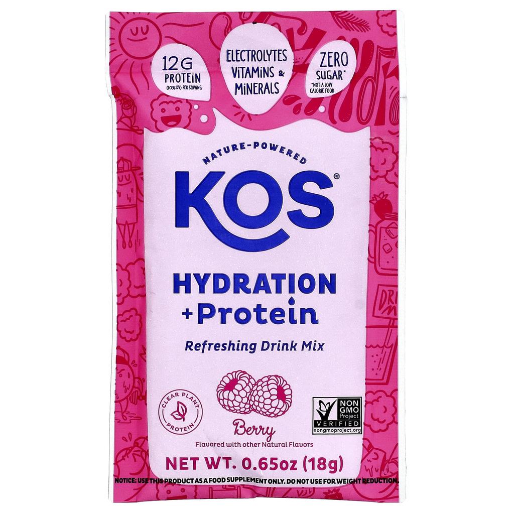 Hydration + Protein, Refreshing Drink Mix, Berry, 7 Packs, 18G (0.65Oz) Each