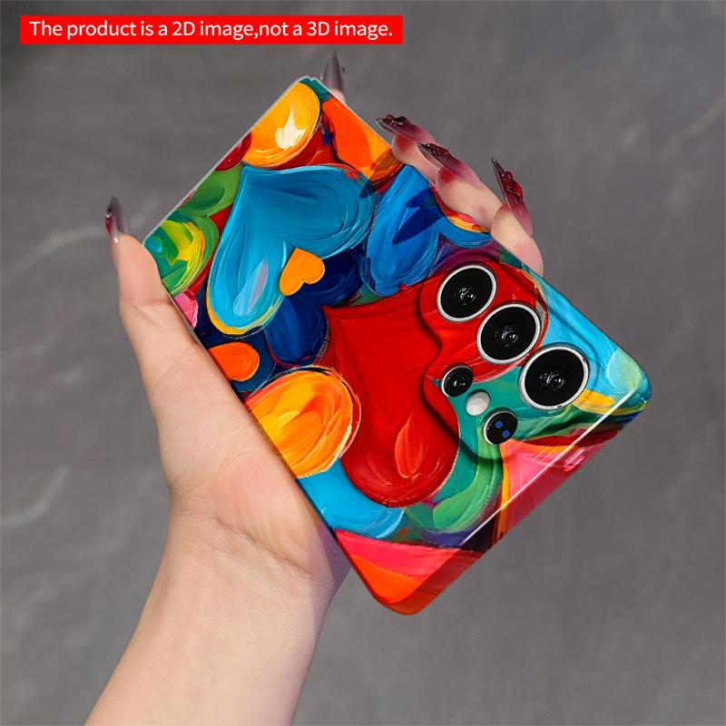 2DFlat Samsung phone case Vibrant Heart Paint Art Phone Case Applicable to Galaxy S22 S23 S24 S25ULTRA S26 A12 A13 A14 A15 A16  A34 A35 A54 A55