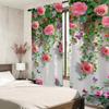 2-teiliges Set mit rosa Rosen- und Schmetterlingsvorhängen, Stangentaschen-Design zum einfachen Aufhängen für Schlafzimmer, Wohnzimmer, Jalousien, WindowsDecor