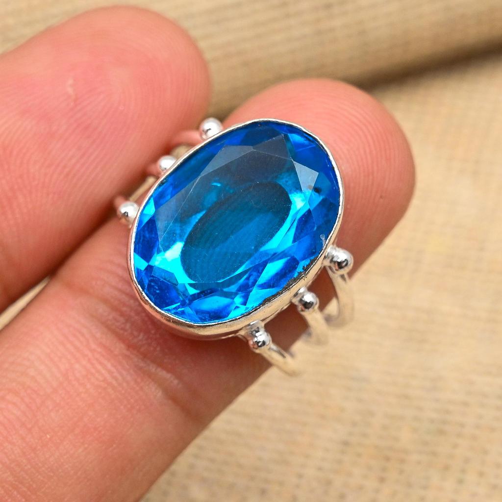 Fantastic London Blue Topaz Gemstone 925 Solid Sterling Silver Handmade Jewelry Lovely Ring For Women