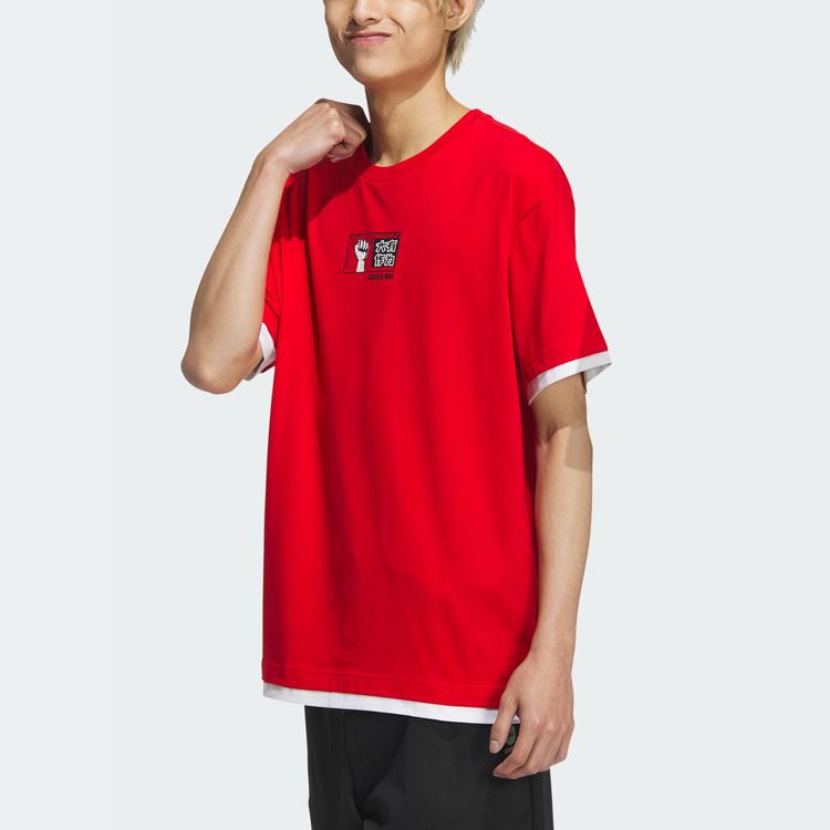 Adidas Neo Gaokao Tee Graphic Print Loose Round Neck Short Sleeve T-Shirt Unisex Tops Light-Crimson IP4043