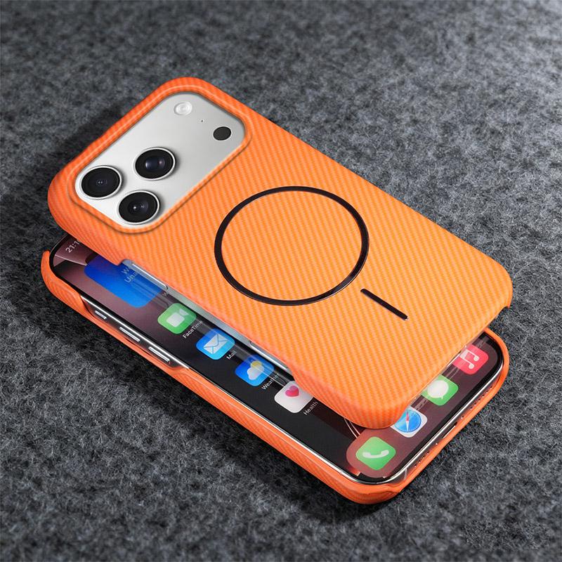 Carbon Fiber Kevlar Pattern For Magsafe PC Case For iPhone 17 Air 16 15 14 Plus 13 Pro Max 13Mini Frameless Magnetic Phone Cover