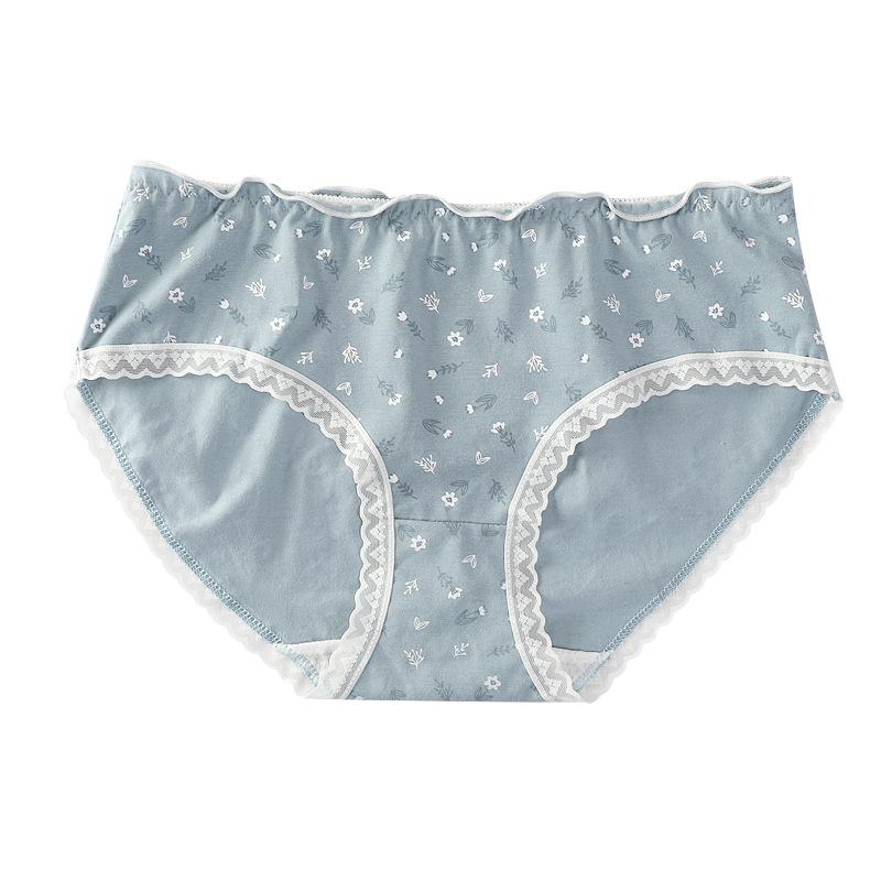 Women's Mid-Waist Lace Cotton Underwear: Japanese & Korean Style, Simple & Sexy, Comfortable & Breathable.