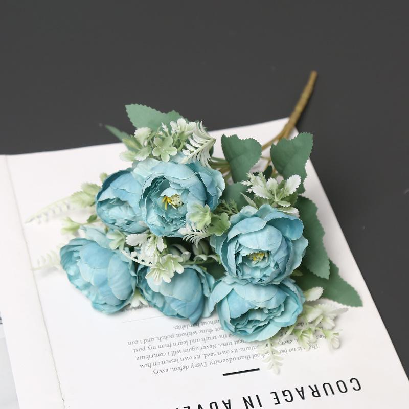 Elegant 6-Head Peony Silk Artificial Flowers for Home Decor and Photography