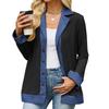 Women's Denim Blouse with Lapel Collar and Button Front - Loose Fit Long Sleeve Casual Top
