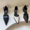 Summer 2025 New Women Black Fashion Sandals Woman Heels Pumps Sexy Pointed Toe Sandalias Female Low Heels Shoes