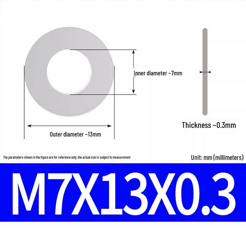 304 Stainless Steel Ultra-Thin Flat Washer, Thickness: 0.1/0.2/0.3/0.4/0.5 Mm, Sizes M1-M8