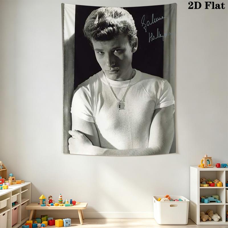 Johnny Hallyday Musical Legend Tapestry Fashion Print Background Cloth Background Wall Hanging Cloth Work Of Art Atmospheric Background Cloth