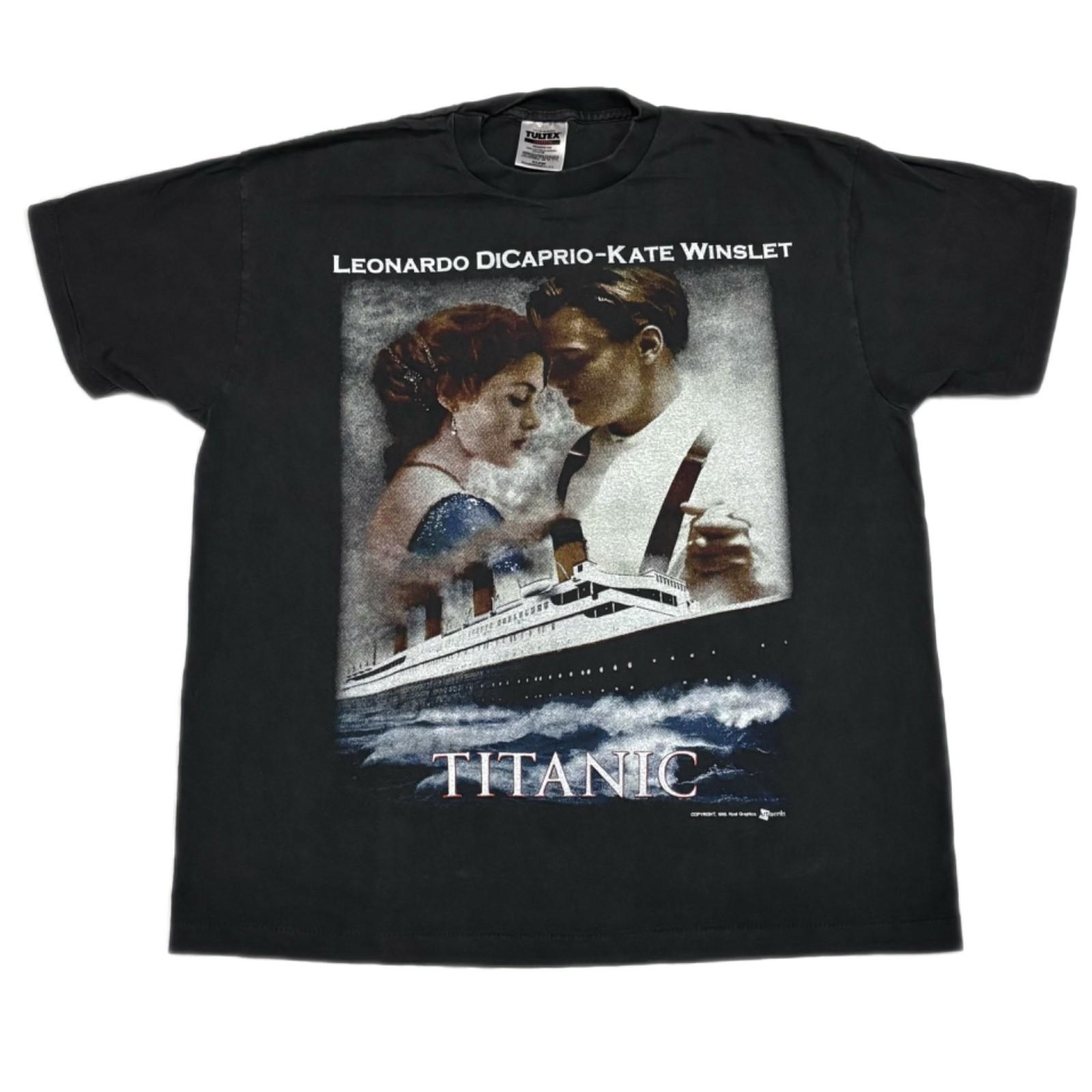 The Titanic 1997 Vintage 90s Movie Promo Leonardo DiCaprio XL T-Shirt REPRINT XXXL