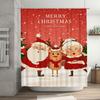 Tuniu Festive Christmas Bathroom Decor Shower Curtain Set Merry Santa Claus Holiday Fun Cute Reindeer Design Waterproof Fabric H