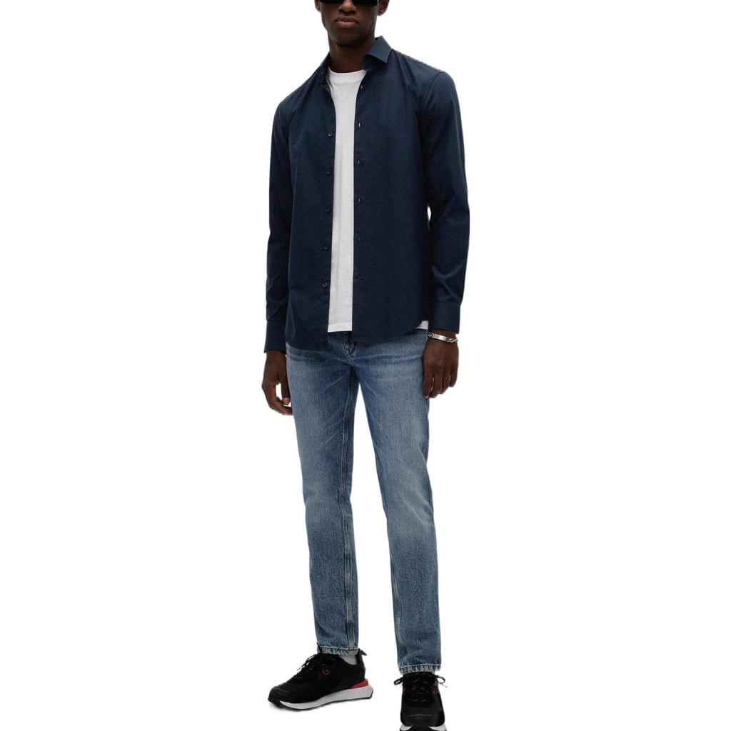 HUGO BOSS Shirts Men's Marine Blue Pointed Collar Moderate Other 50289499-413