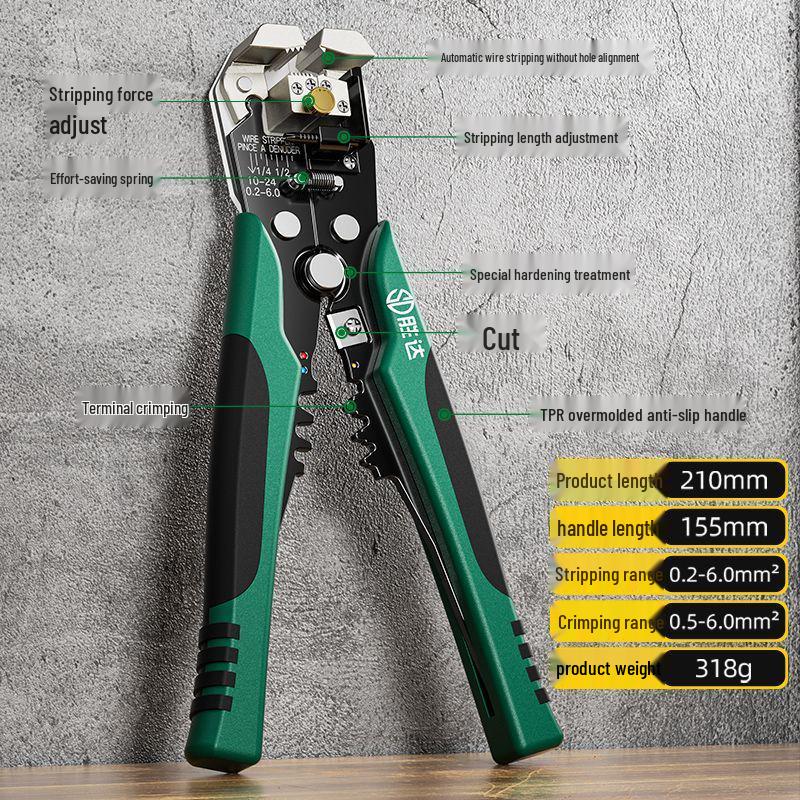 Electrician Multifunctional Wire Stripper & Cutter Pliers, Industrial Grade Crimping Tool