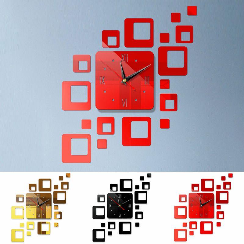 3d Diy Large Wall Clock Mirror Surface Sticker Art Design Office Home Decor