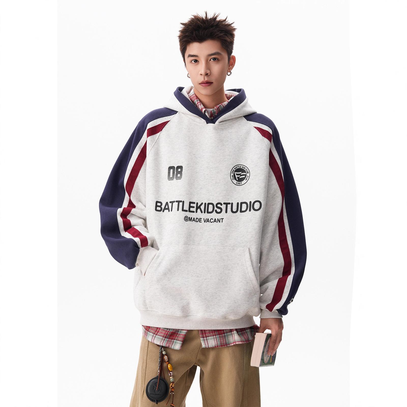 

Raglan Sleeve Hooded Sweater Men s Autumn Loose College Style Joker Casual Hoodie Coat 2XL