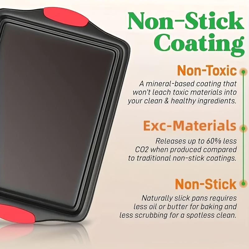 Carbon Steel Non-Stick Oven Bakeware Set with Red Silicone Handles Commercial-Grade