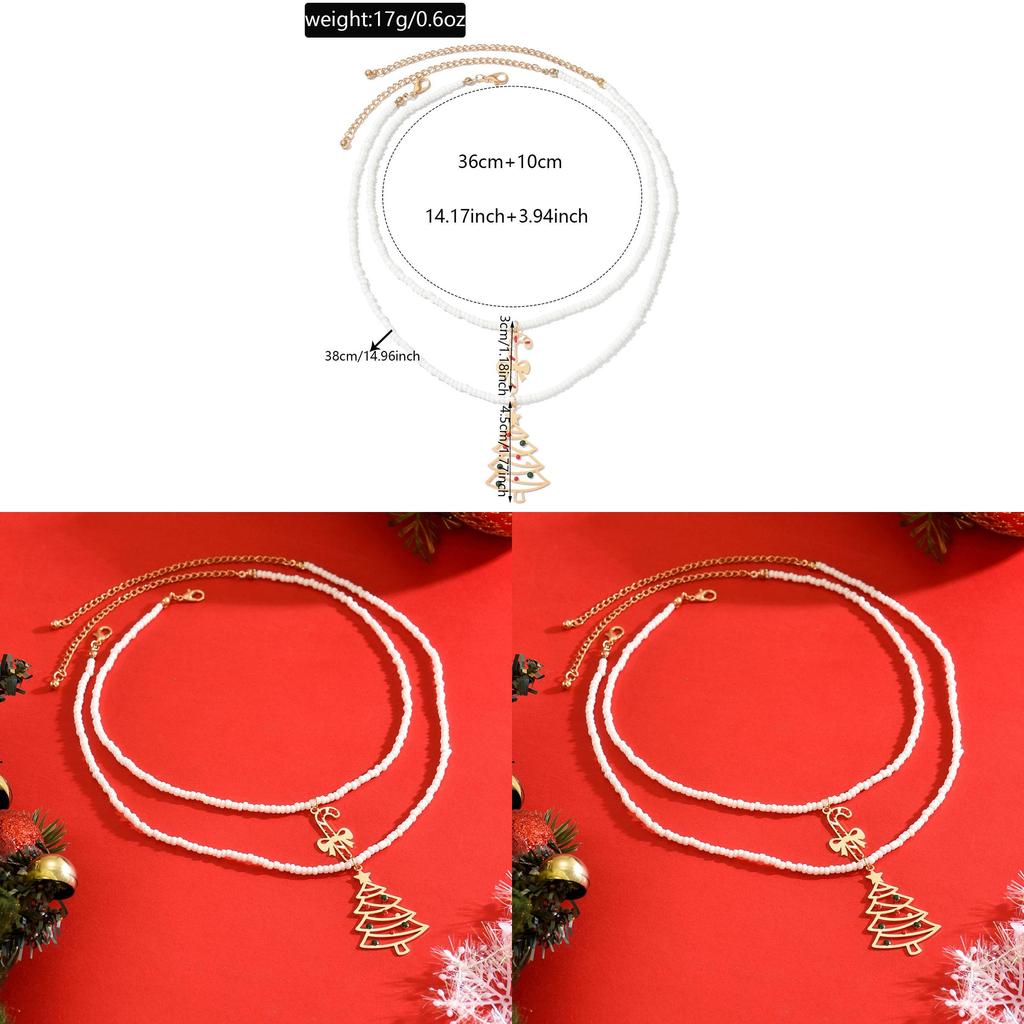 Christmas Necklace Geometric Metal Candy Tree Pendant For Women