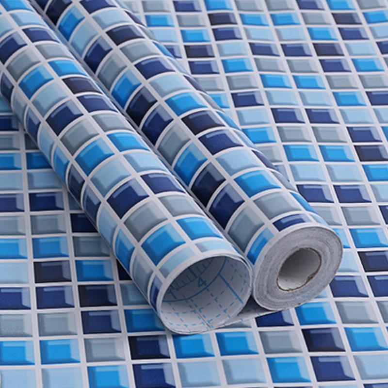 10M Self-adhesive PVC Mosaic Wallpaper Moisture-proof Waterproof Bathroom Kitchen Background Refurbished Tile Wall Stickers