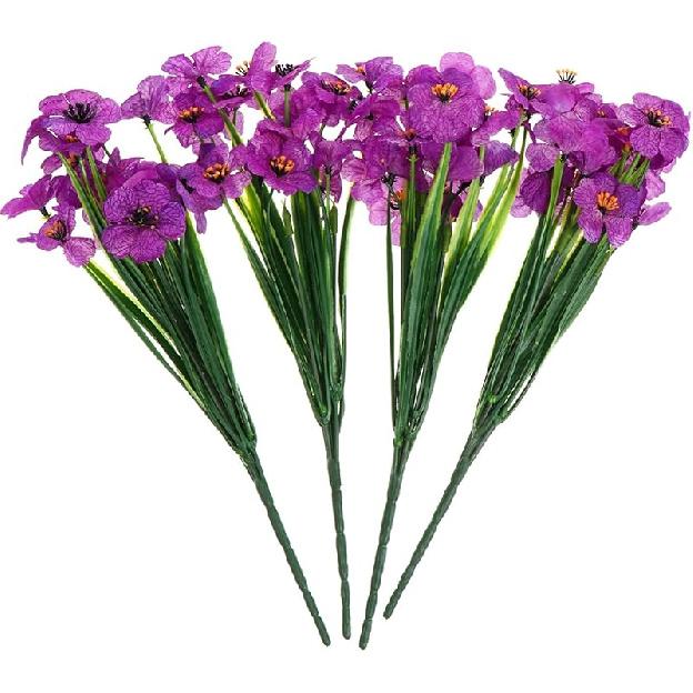 4 Bundles Artificial Violet Artificial Flowers Silk Violet Flower Fake African Violets Fake Flowers Bundles Artificial Flowers for Vase Houseplant 29.00X15.00X0.60CM