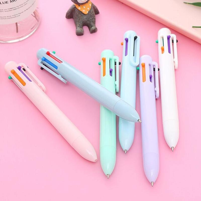 6 Stück 6 in 1 Schreibstift Einziehbarer Kugelschreiber 6 Farben Mehrfarbstift zum Journaling Kritzeln Schulmaterial