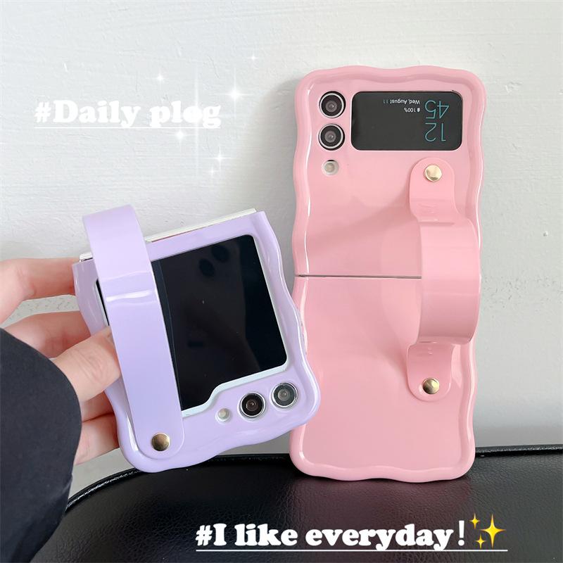 Wave Candy Color Applies To Samsung Zflip5 Mobile Phone Case Zflip3 Folding Screen Zflip5 Anti-drop Protective Case Female