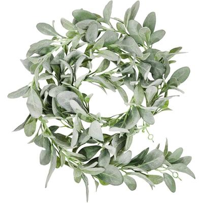 Guirnalda Artificial de Oreja de Cordero de 1,8 m Verdor con Verdor Flocado Vides Decorativas de Granja para Chimenea o Mesa Tallos y Picks Artificiales de Oreja de Cordero