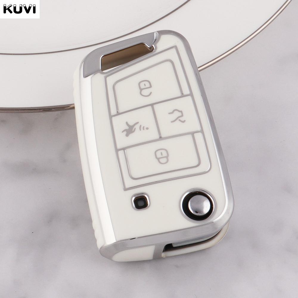 4 Buttons New TPU Car Key Case Cover Shell For VW Volkswagen Golf 7 MK7 Tiguan MK2 Seat Ateca Leon FR Ibiza Skoda Octavia Kodiaq
