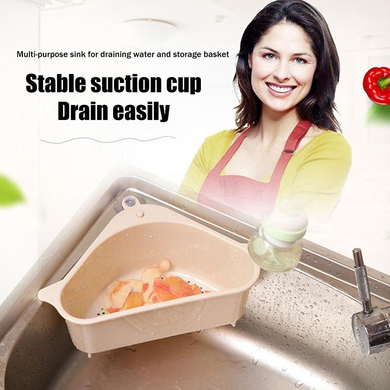 Kitchen Sink Triangle Drain Basket Plastic Food Vegetables Peel Egg Filter Storage Organizer Kitchen Shelf Rack Drainer