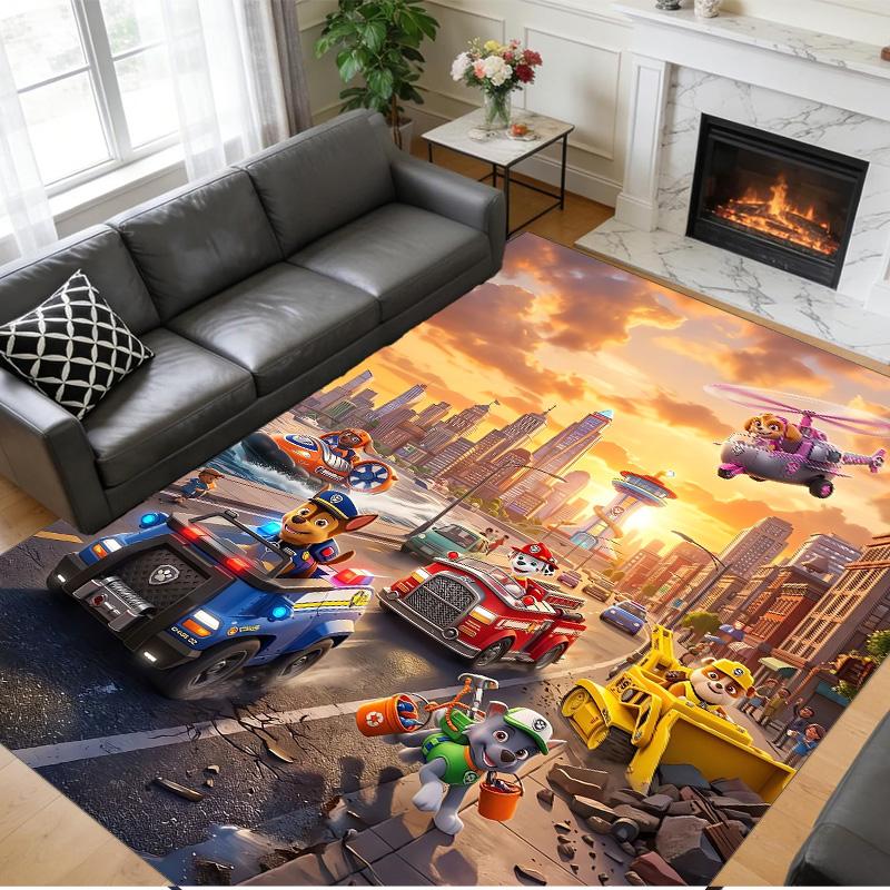 PAW Patrol Print Crystal Velvet Plush Rug Anti?Slip Wear?Resistant Floor Carpet For Indoor Household Home Decoration