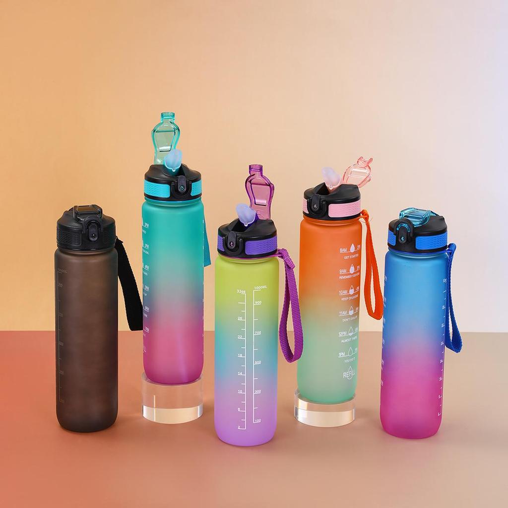 Gradient Color Leak-Proof Sports Water Bottle - Large Capacity, Portable, Pop-Up Lid for Outdoor and Office Use