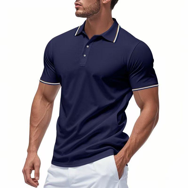 Men's short-sleeved polo shirt; loose-fitting, casual, breathable summer polo shirt with a collar and printed design