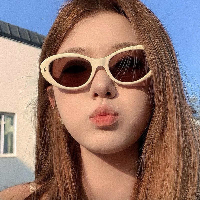 Oval Rice Nail Cat Eye Sunglasses Sunglasses Advanced Sense Street Shot Uv Protection Sunglasses Women