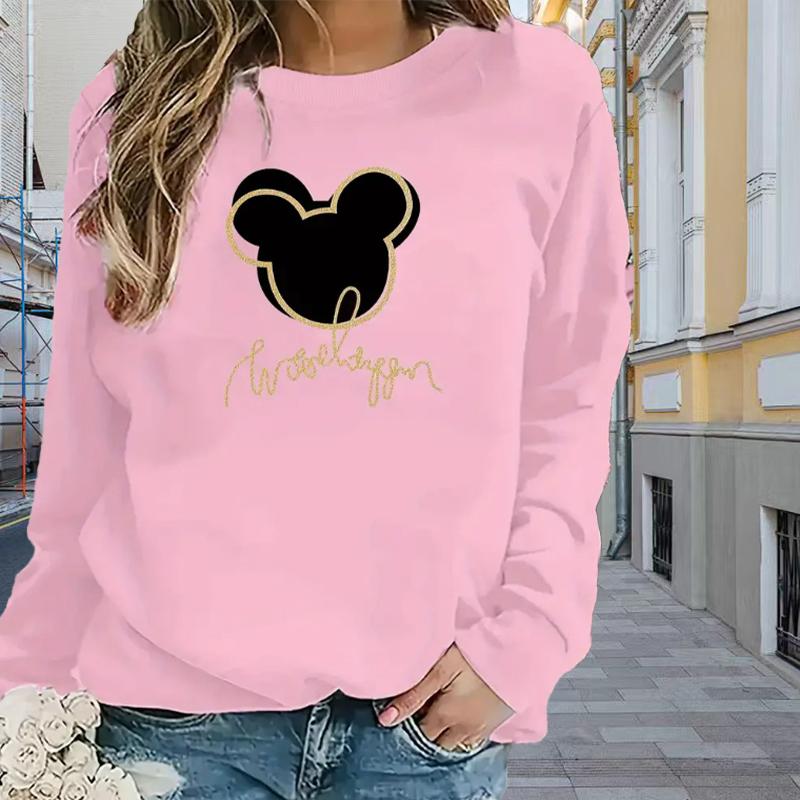 Tops For Women Animal Face Print Round Neck Long Sleeve T-shirt Fall Casual Slim Pullover Women's Long Sleeve Top