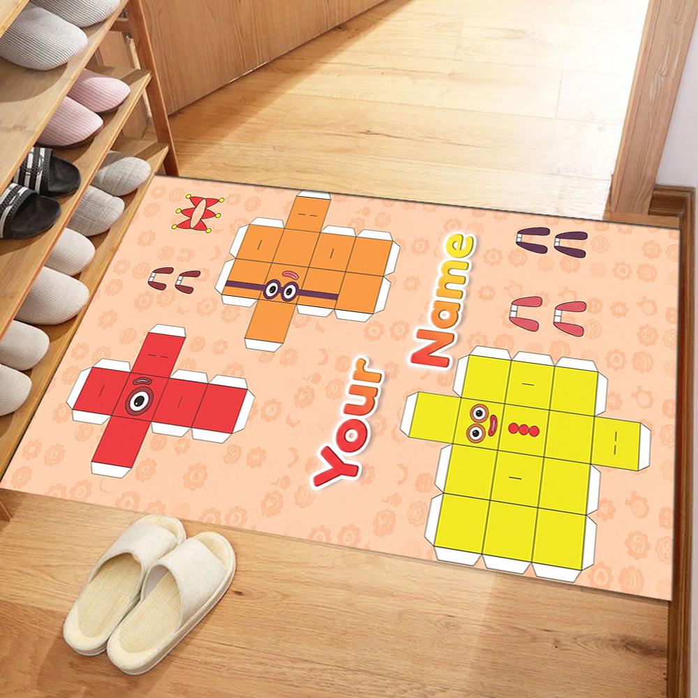 Numberblocks Personalized Name Floor Mat Design for Hallway Living Rooms Foyer Dining Room Antislip Carpet Anime Office Decor Best for Christmas