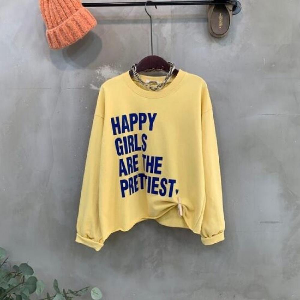 C S In The Room Women S leTTerIng looSe FiT Long Sleeve T ShirT 4Color